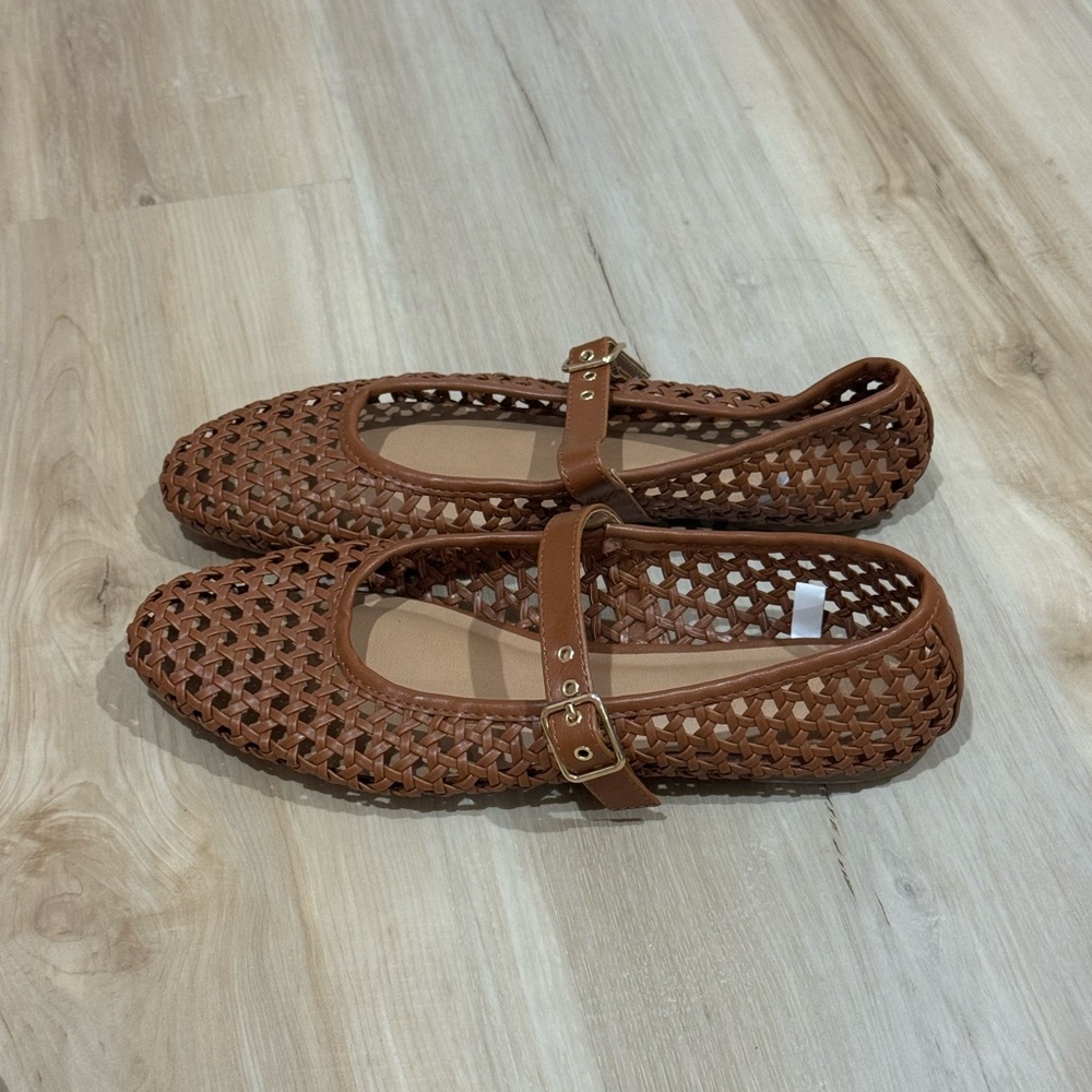 Brown Woven Flats